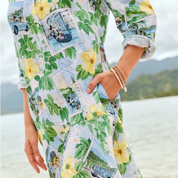 Disney Coastalina Linen Postcard to Paradise Dress Large - Picture 3 of 8